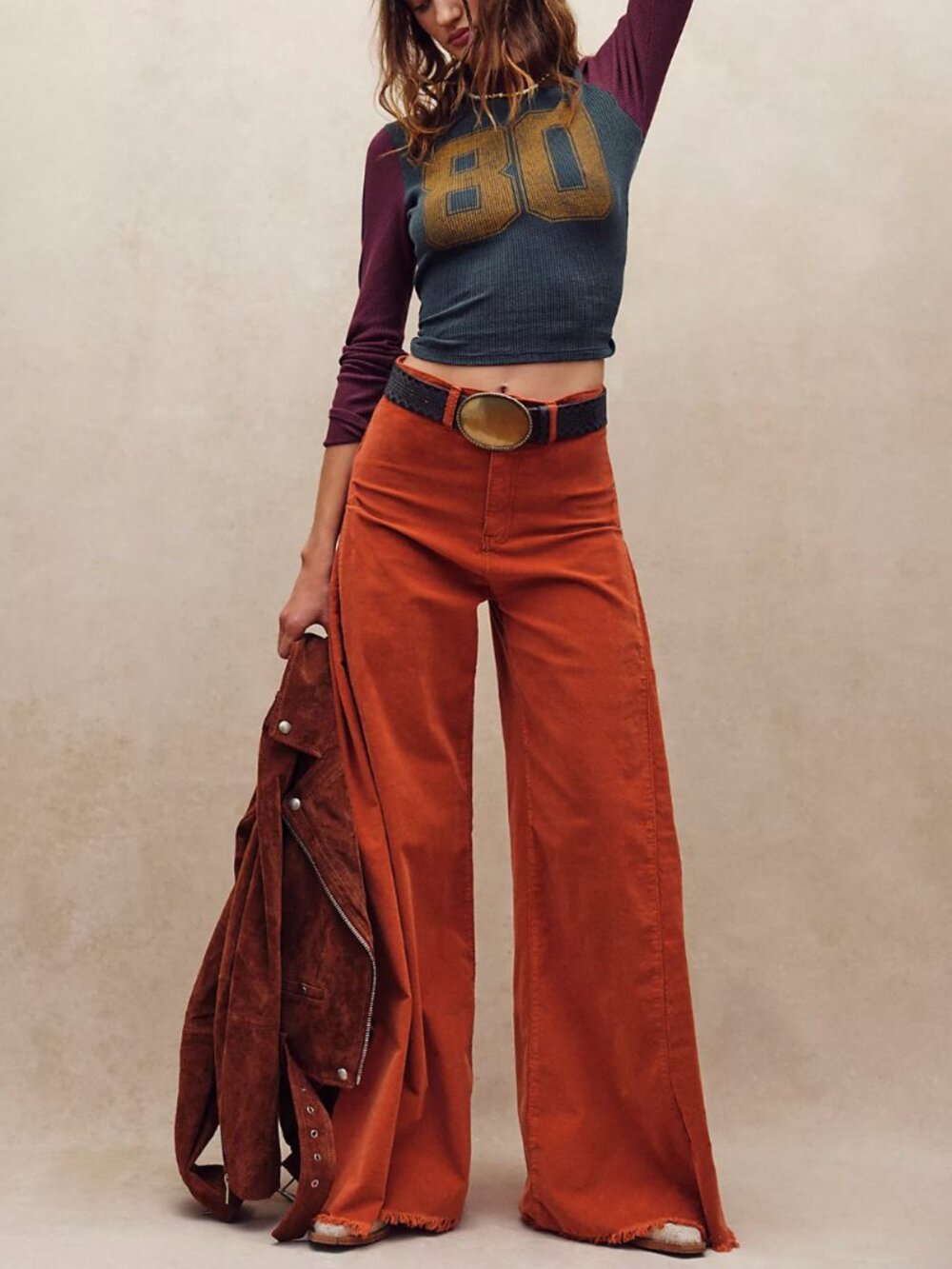 We The Free | Santa Cruz Cord Wide Leg Corduroy Pants Rust Orange | Size 24
